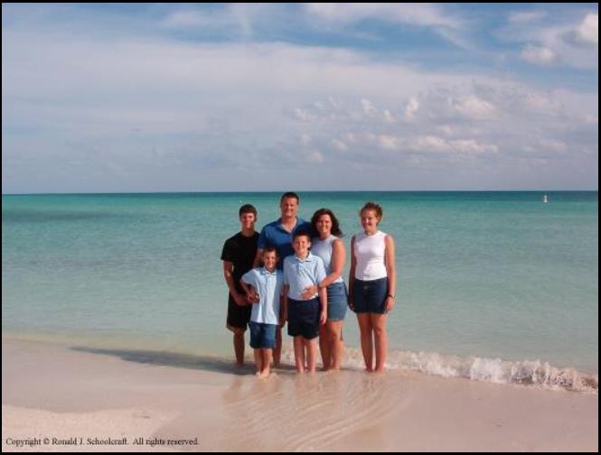 Ron, Deb, Brian, Amanda, Joe and Ben at Bahia Honda State Park in the Florida Keys in 2004